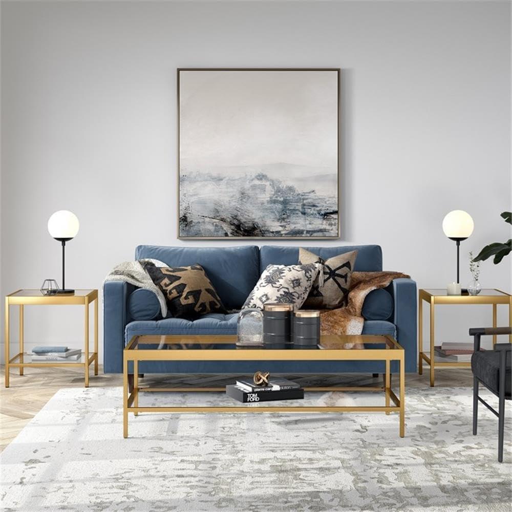 Evelyn&Zoe Alexis 54" Wide Rectangular Coffee Table, Brass