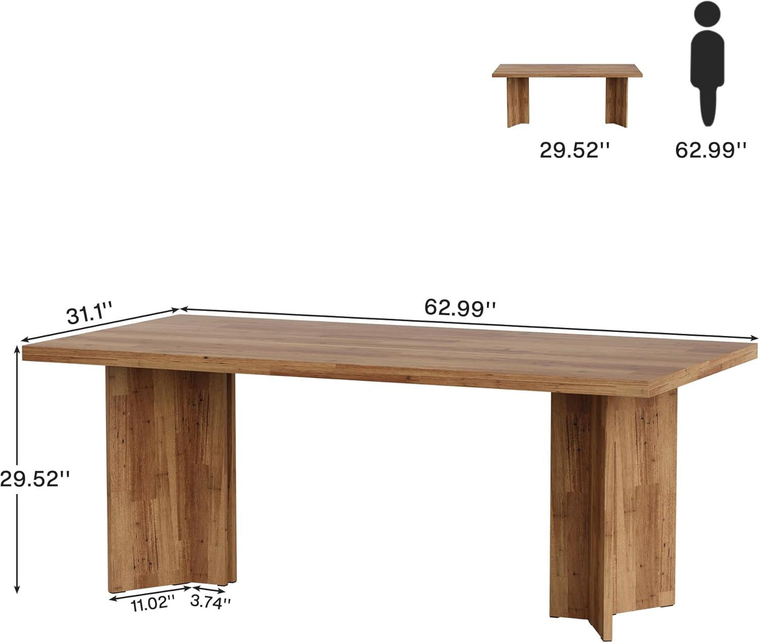 Walnut Brown 63" Adjustable Height Executive Wood Desk