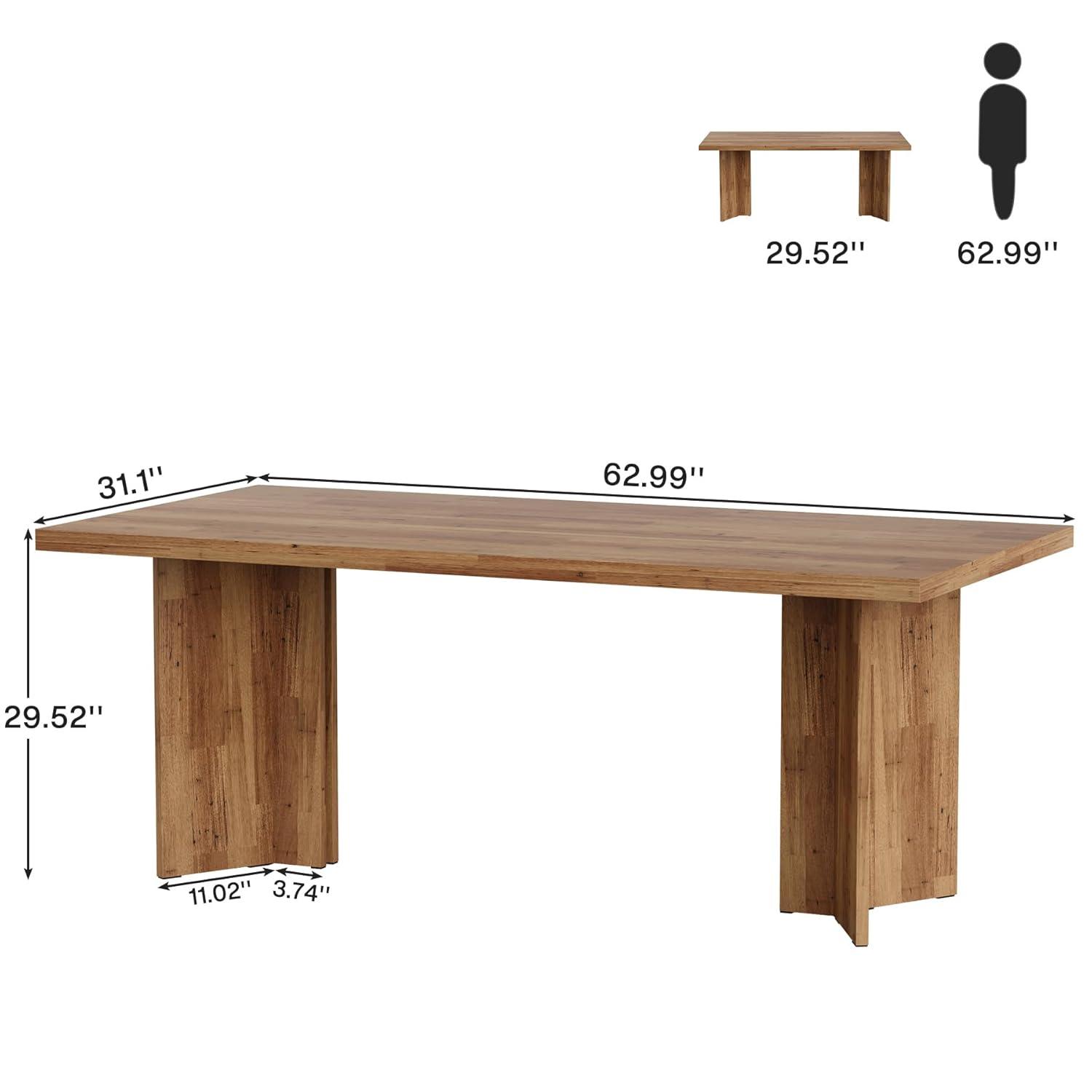 Walnut Brown 63" Adjustable Height Executive Wood Desk