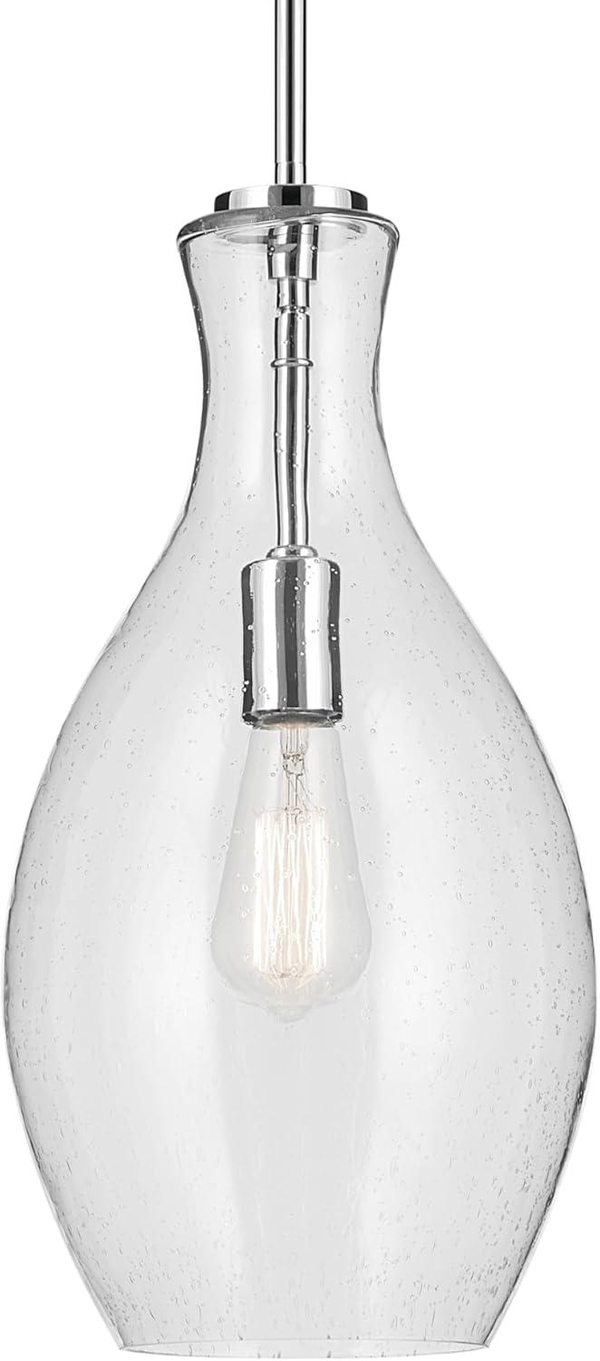 Clear Glass Teardrop Pendant Light with Chrome Finish