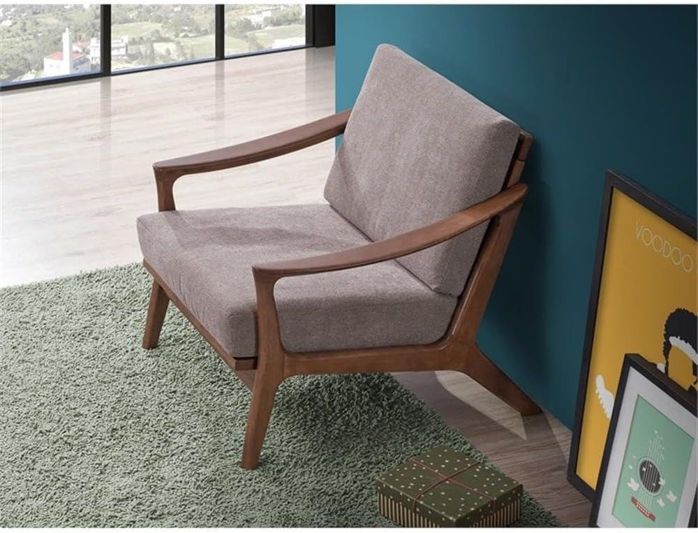 31" Lide Accent Chair Light Brown Fabric/Brown Finish - Acme Furniture: Cotton Upholstery, Wood Frame, No Assembly Required