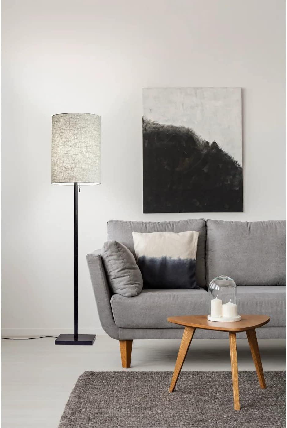 Modern Textured Dark Bronze Floor Lamp with Fabric Shade