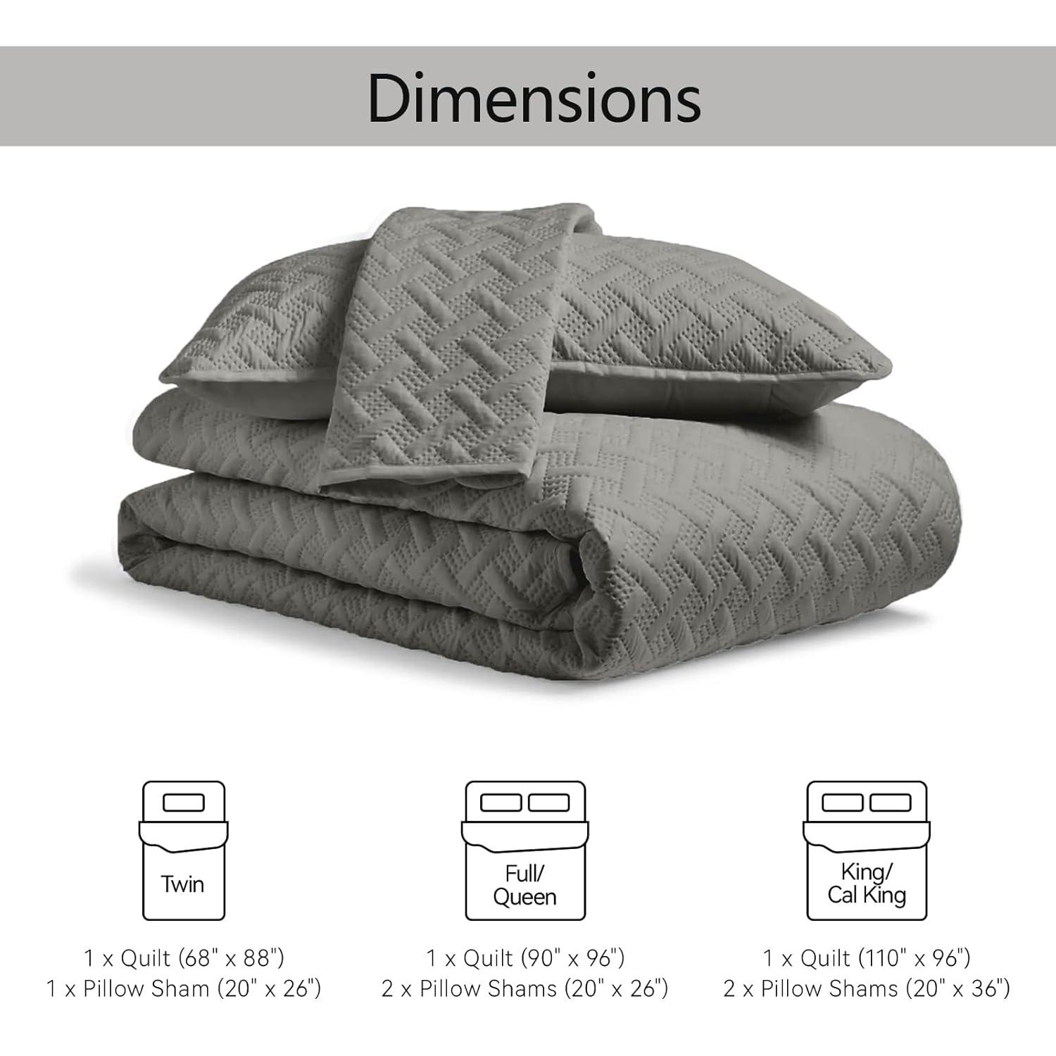 3pc Full/Queen Nina Embossed Quilt Set Gray - VCNY Home: Hypoallergenic Microfiber Coverlet with Shams