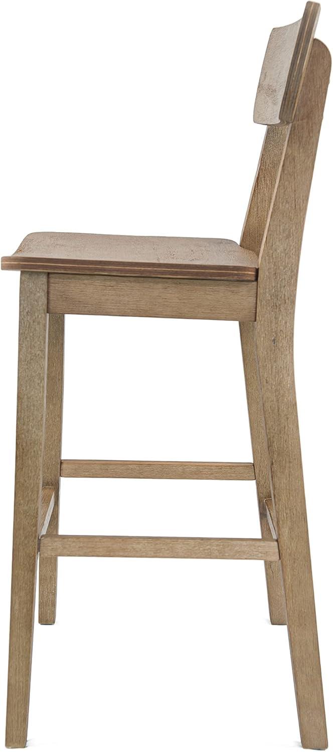 29" Torino Barstool Barnwood - Boraam: Solid Wood, Molded Seat, Footrests, Rustic Style