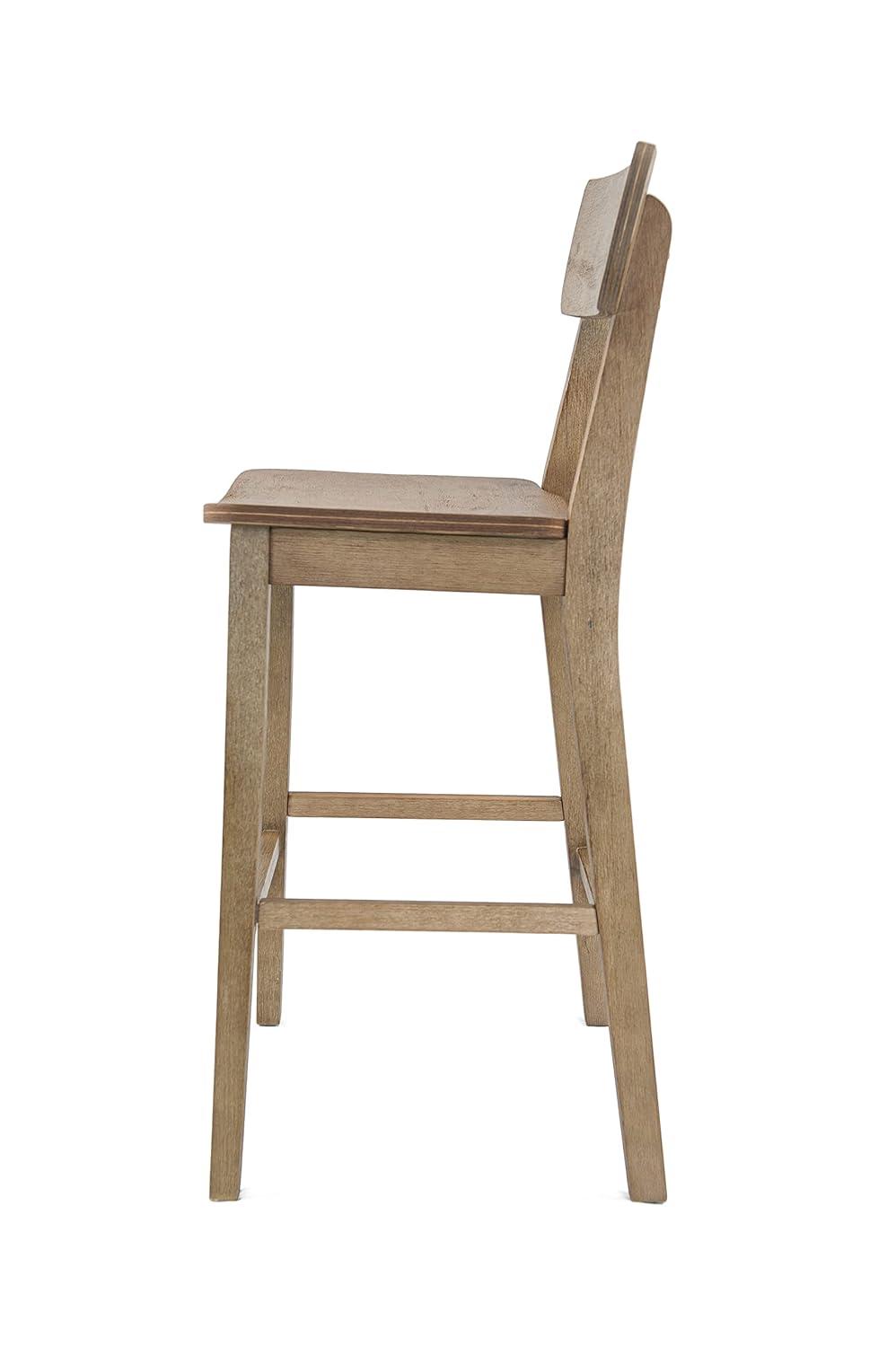 29" Torino Barstool Barnwood - Boraam: Solid Wood, Molded Seat, Footrests, Rustic Style
