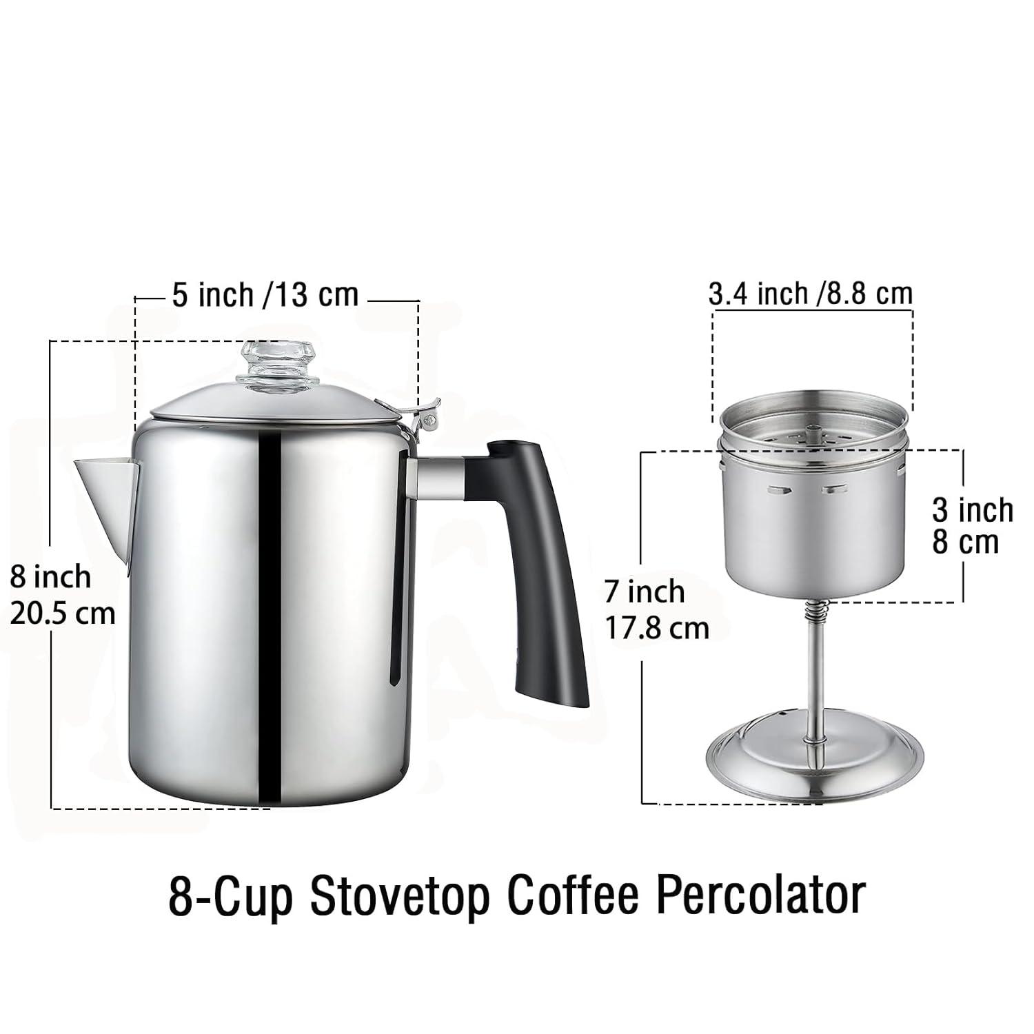 Cook N Home 8-Cup Stainless Steel Stovetop Coffee Percolator