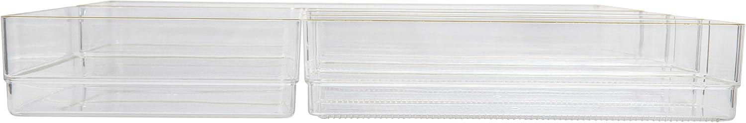 Thomas Martha Stewart Plastic Stackable Office Desk Drawer Organizer Set with Metallic Trim