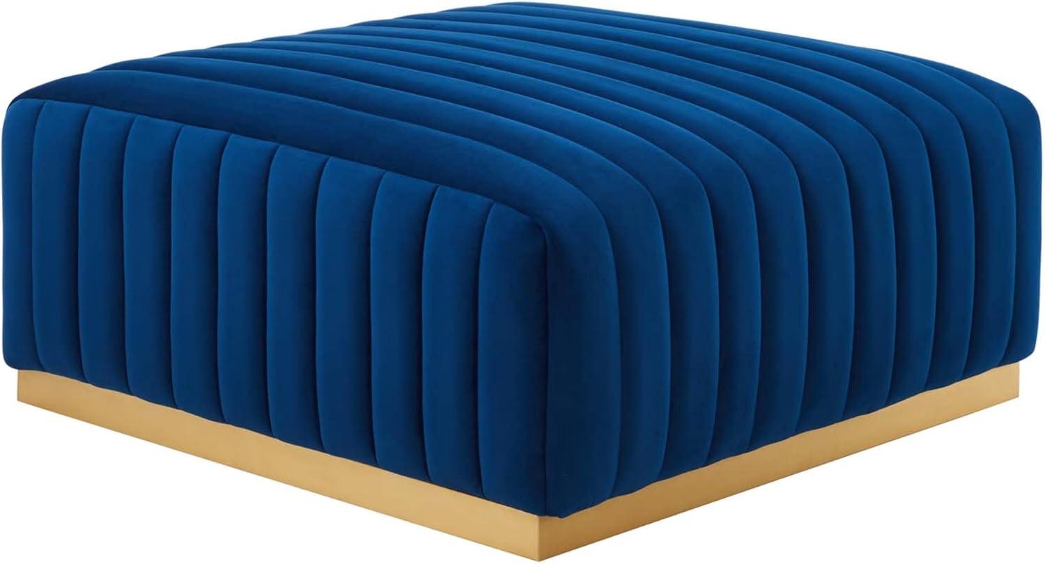 Modway Conjure Channel Tufted Performance Velvet Ottoman in Gold/Navy