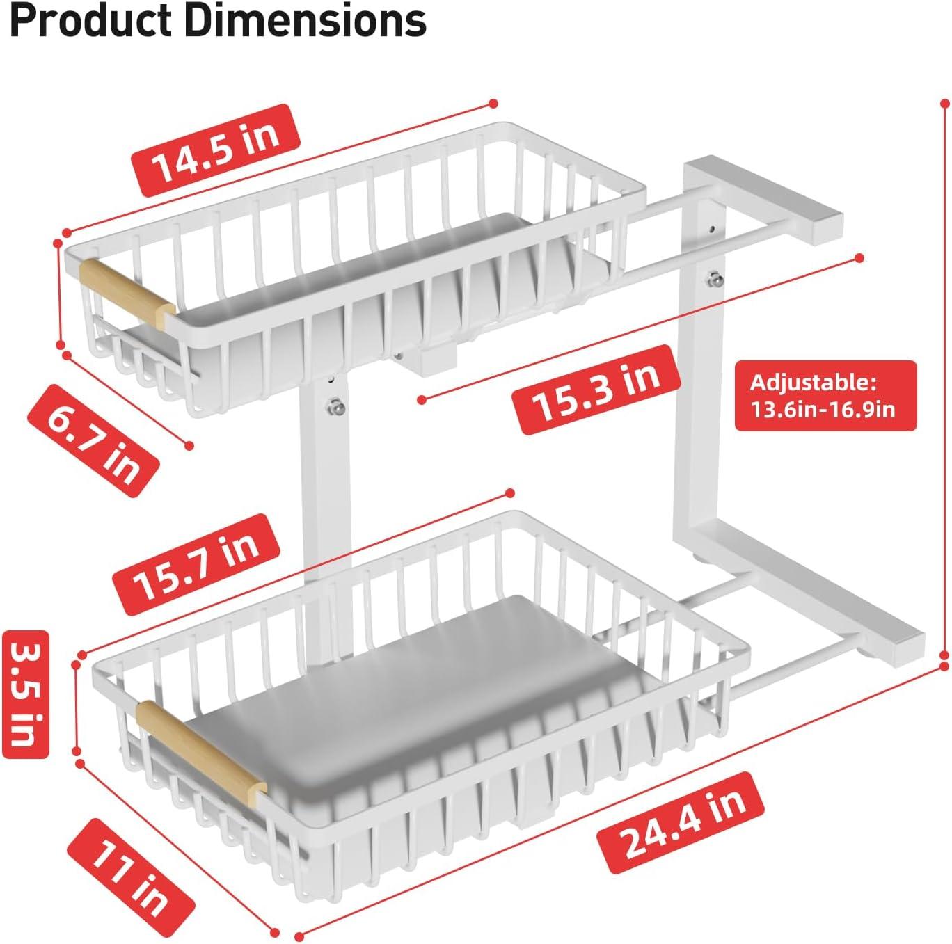 Rebrilliant Under Sink Organizer, 2 Tier Under Sink Organizers And Storage, Metal Slide Out Pull Out Cabinet Organizer ,2 Pack Sliding Drawer Organizer For Kitchen Bathroom Pantry