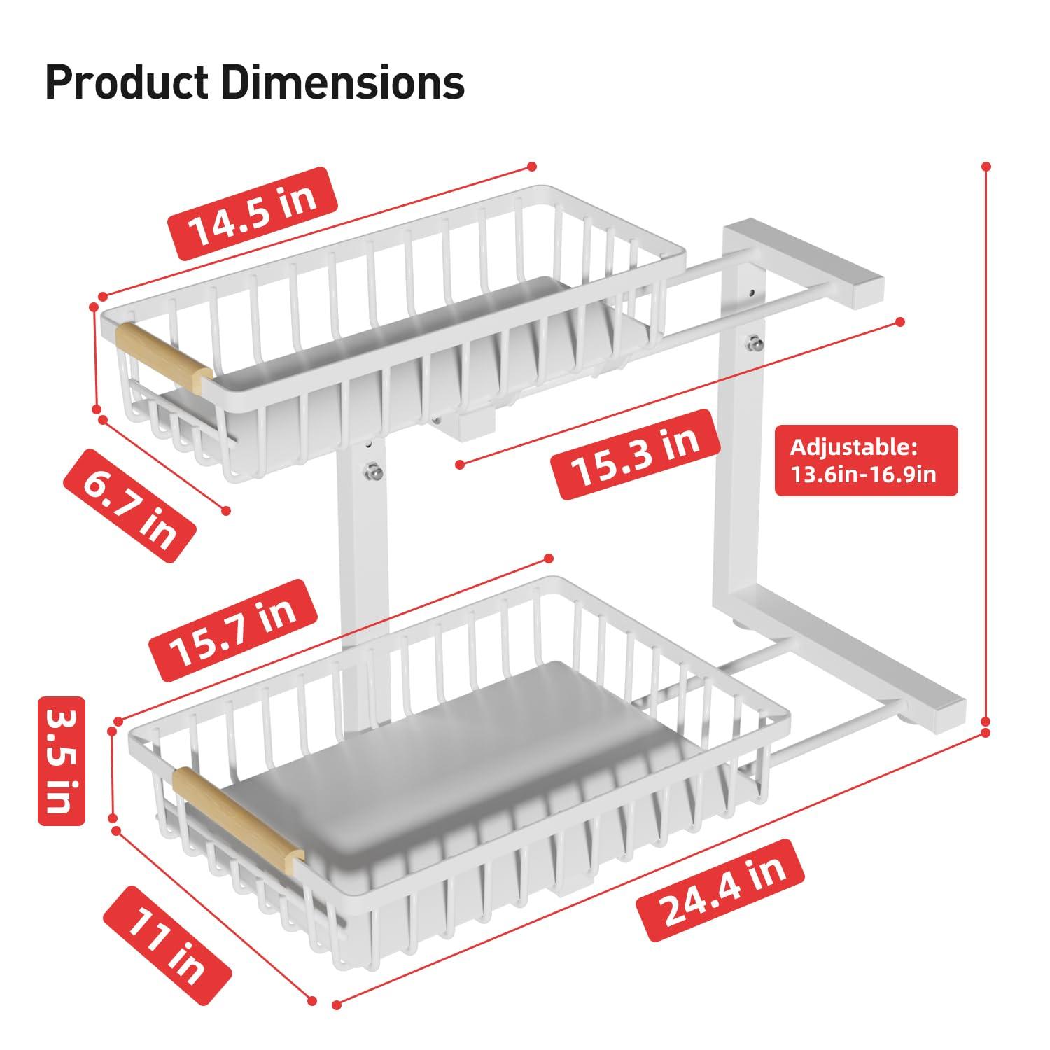 Rebrilliant Under Sink Organizer, 2 Tier Under Sink Organizers And Storage, Metal Slide Out Pull Out Cabinet Organizer ,2 Pack Sliding Drawer Organizer For Kitchen Bathroom Pantry
