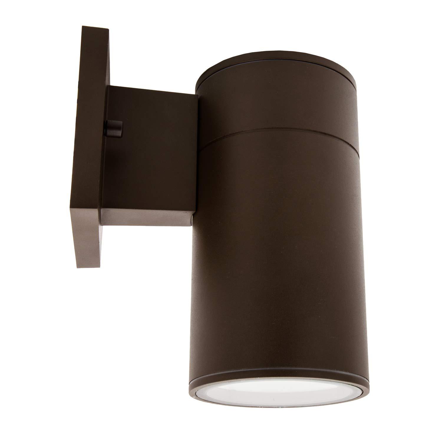 Maxxima Cylinder LED Outdoor Wall Light, Modern Wall Wash, 12 Watt, 1050 Lumens, 5 CCT 2700K/3000K/3500K/4000K/5000K, Dusk to Dawn Photocell Sensor, Exterior Garage, Patio, or Porch Lighting, Black