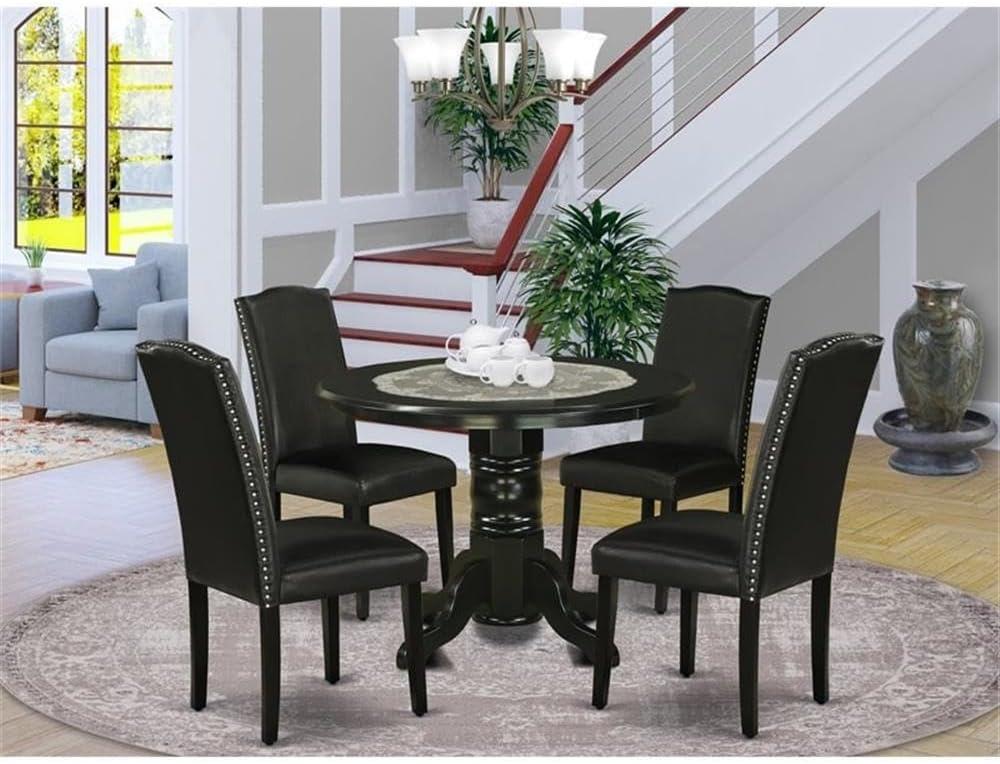 East West Furniture Shelton 5-piece Wood Dining Table Set in Black