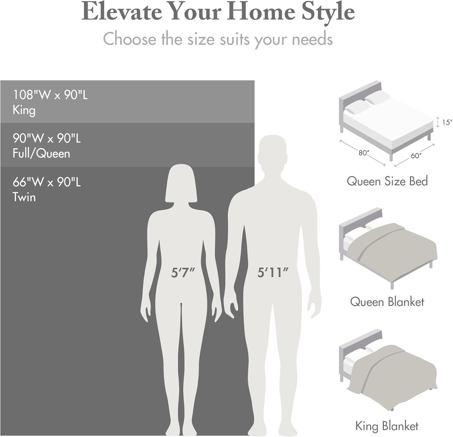 Twin Freshspun Basketweave Cotton Bed Blankets Gray