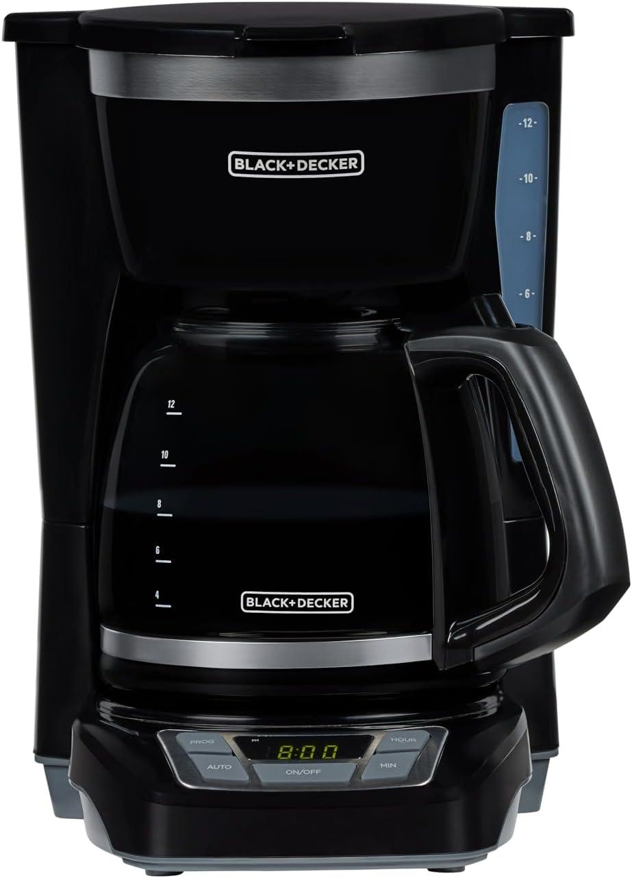 BLACK+DECKER 12-Cup Digital Coffee Maker, Programmable, Washable Basket Filter, Sneak-A-Cup, Auto Brew, Water Window, Keep Hot Plate