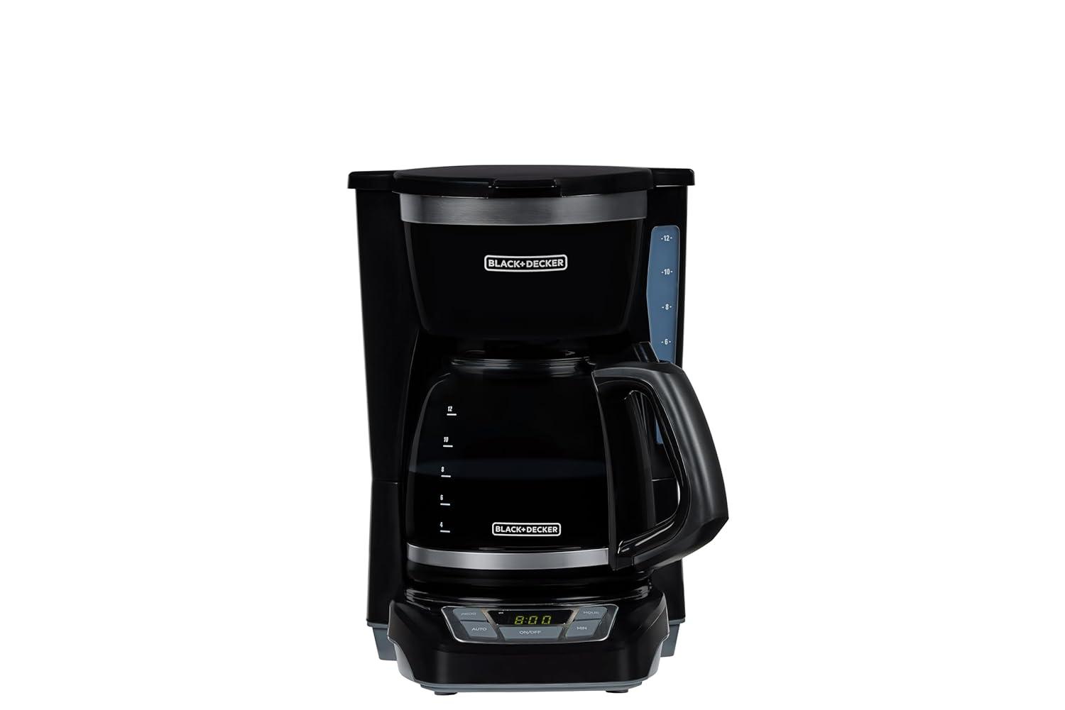 BLACK+DECKER 12-Cup Digital Coffee Maker, Programmable, Washable Basket Filter, Sneak-A-Cup, Auto Brew, Water Window, Keep Hot Plate