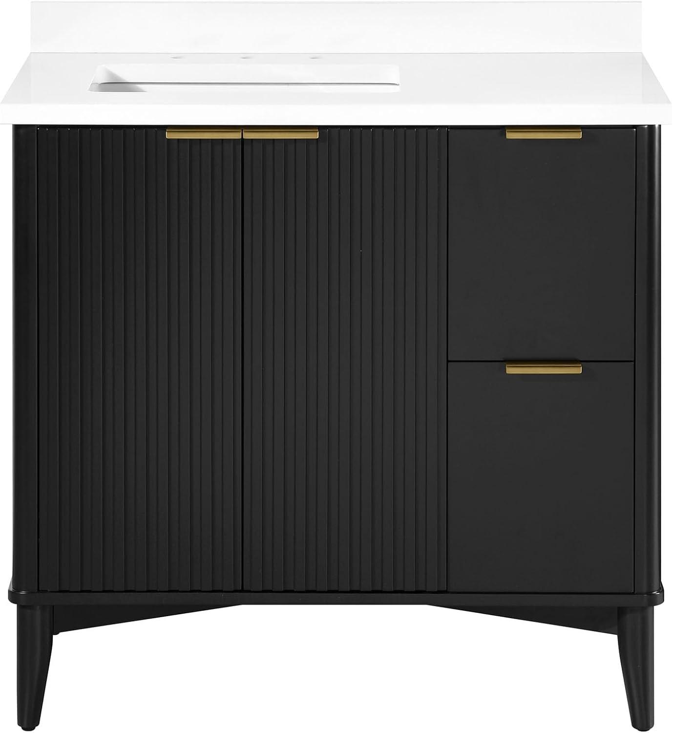 Miseno Mv-Berk36-15Vva Indy 36" Free Standing Single Basin Vanity Set - Onyx Black / White