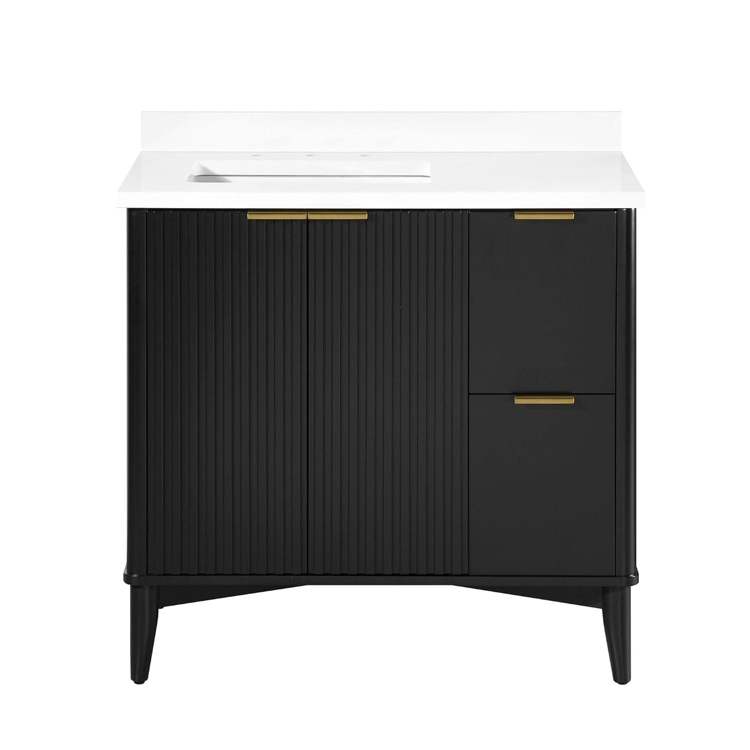 Miseno Mv-Berk36-15Vva Indy 36" Free Standing Single Basin Vanity Set - Onyx Black / White
