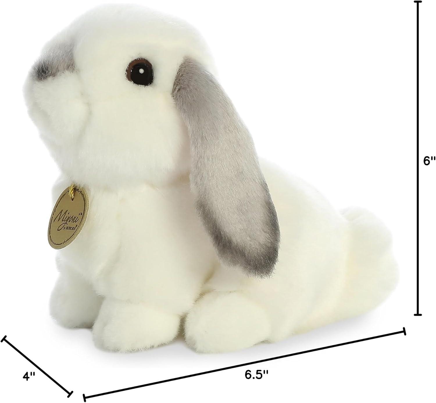 Aurora Small Lop Eared Rabbit Miyoni Realistic Stuffed Animal Grey Ears 8"