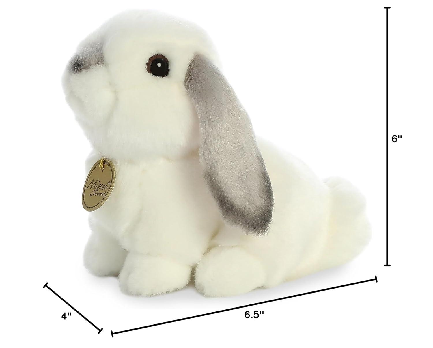 Aurora Small Lop Eared Rabbit Miyoni Realistic Stuffed Animal Grey Ears 8"