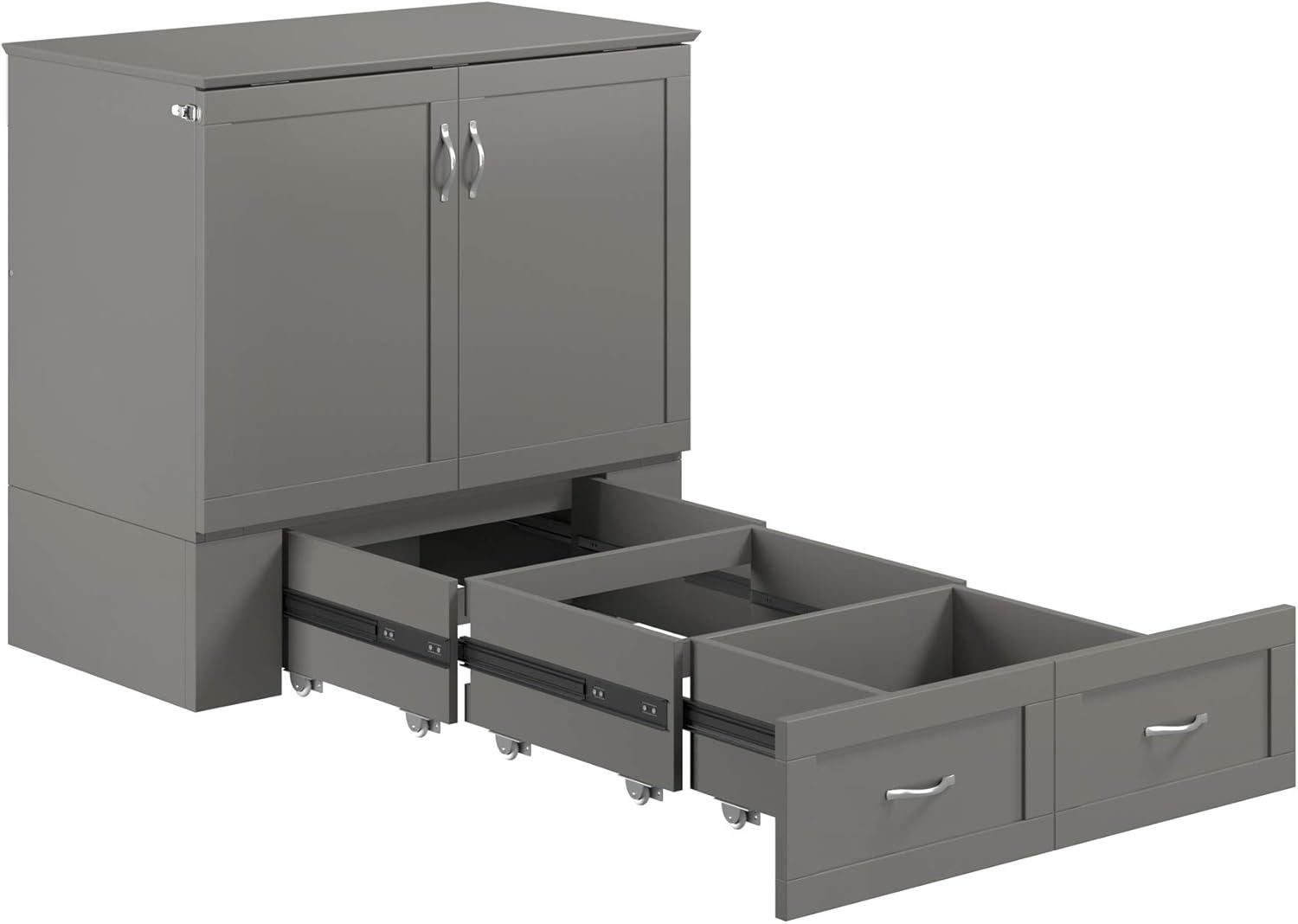 AFI Hamilton Twin XL Solid Wood Murphy Bed Chest with Built-In Charger in Gray
