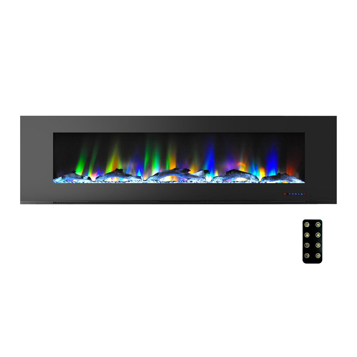 Cambridge Cambridge Wall Mount Electric Fireplace Heater with Remote Control for Indoor Use in Living Room, Bedroom, Home Office