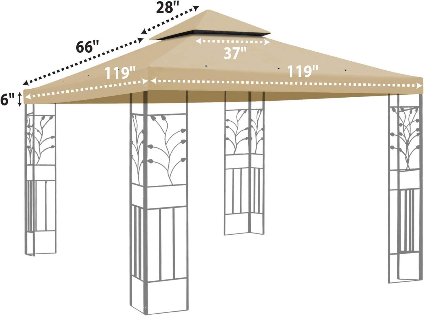 Sunny Replacement Canopy Top Cover for 10'X10' Gazebo Polyester Double Tiers for Outdoor Garden Patio Pavilion Sunshade