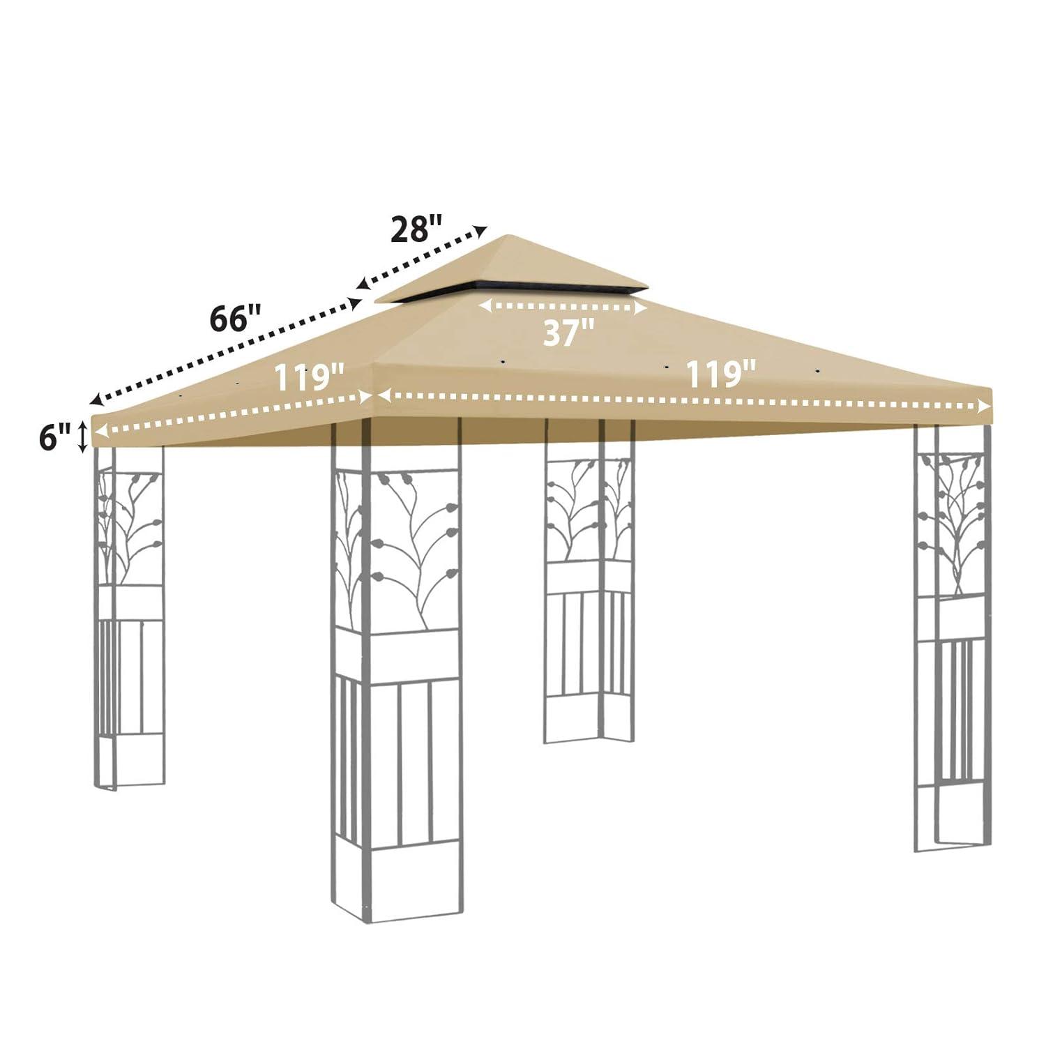 Sunny Replacement Canopy Top Cover for 10'X10' Gazebo Polyester Double Tiers for Outdoor Garden Patio Pavilion Sunshade