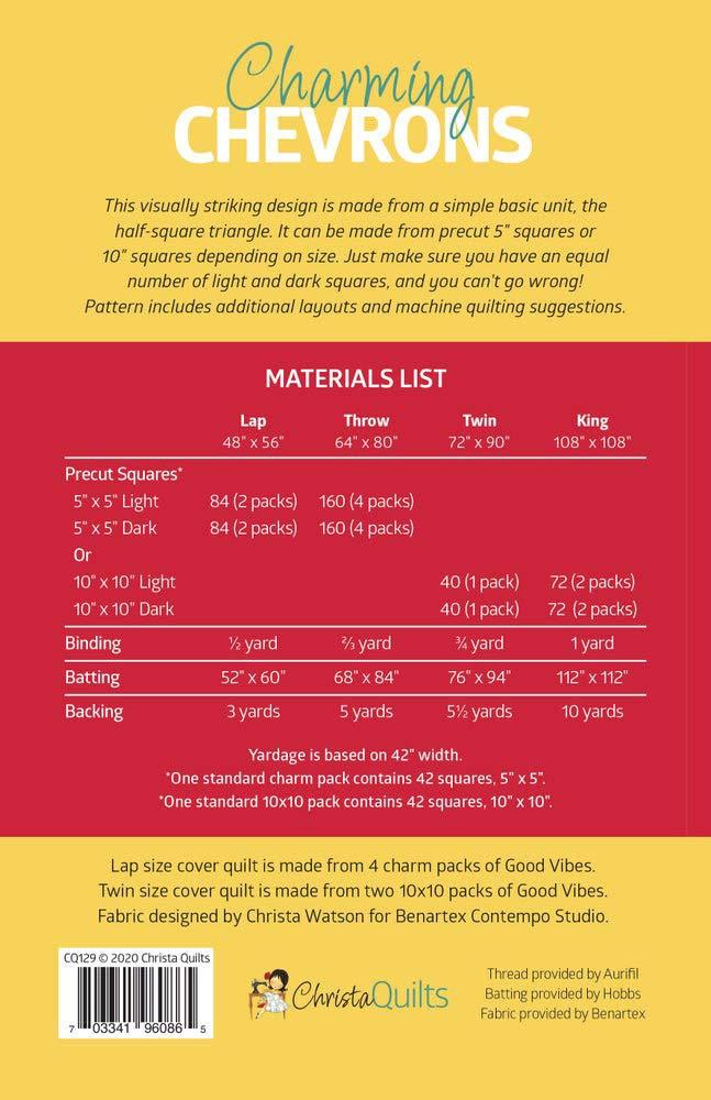 Christa Quilts Charming Chevrons Quilt Pattern, None