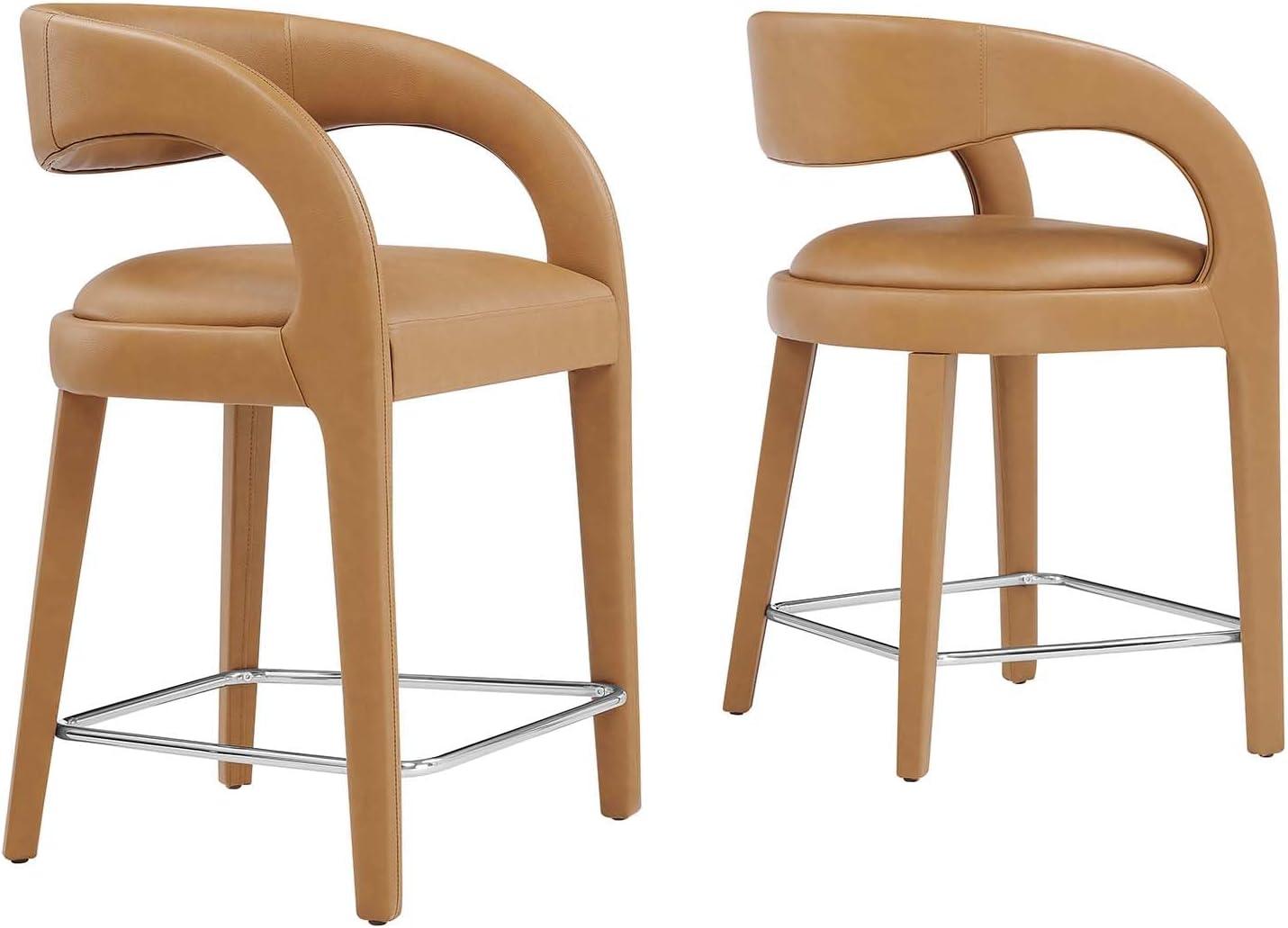 Modway Pinnacle Vegan Leather Counter Stool (Set of 2)