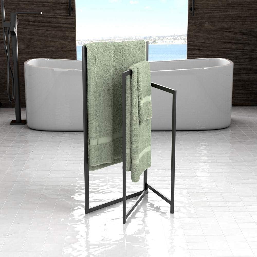 Floorstanding 3-Tier Rectangle Towel Rack, Matte Black