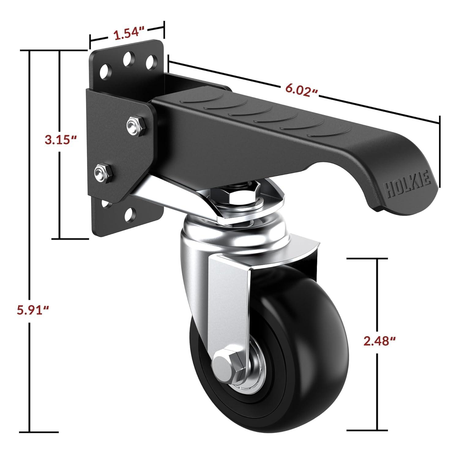 HOLKIE Heavy Duty Retractable Black Steel Workbench Casters