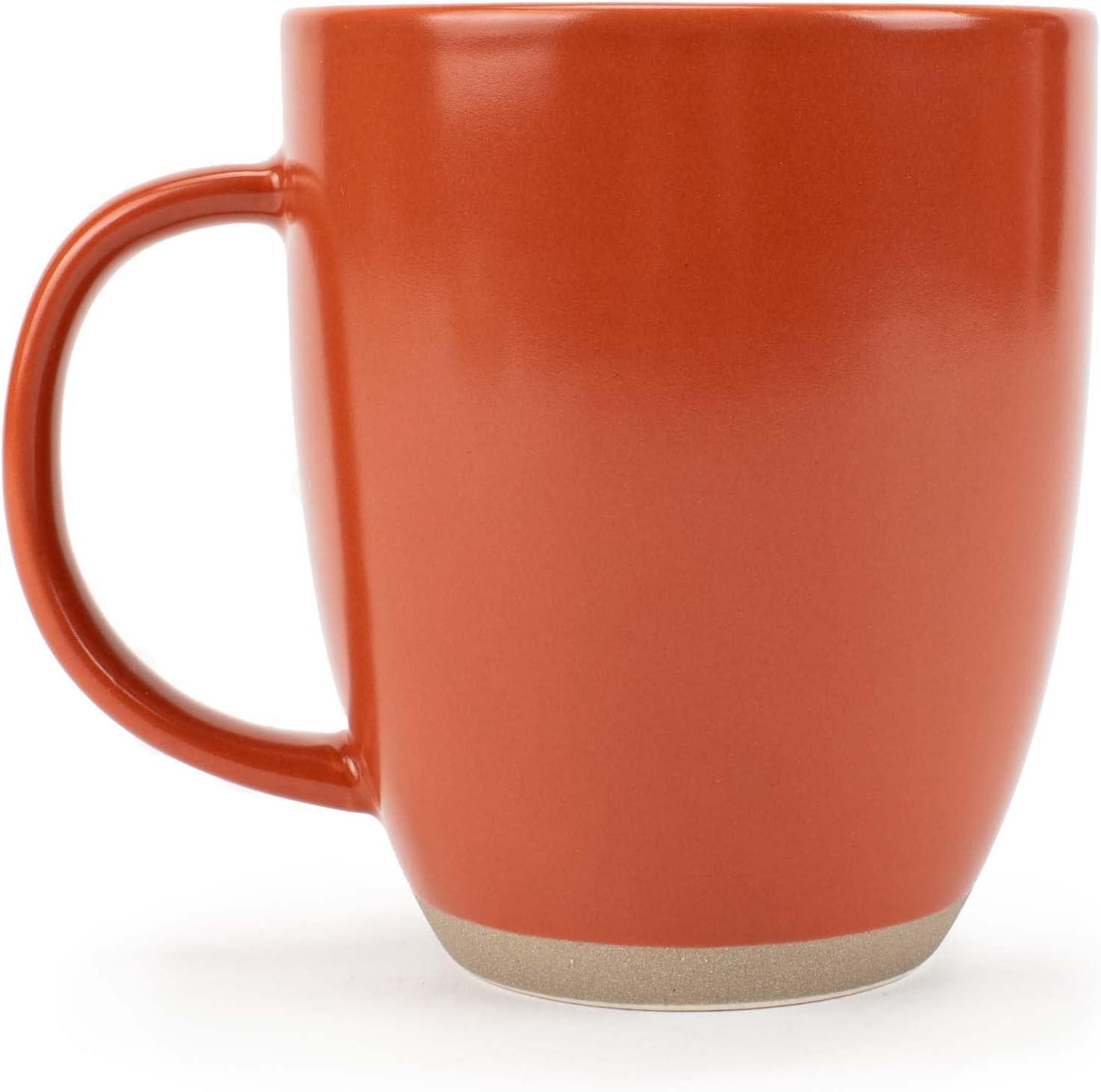 Elanze Designs Raw Clay Bottom Rust Red 13 ounce Ceramic Coffee Mugs Set of 4