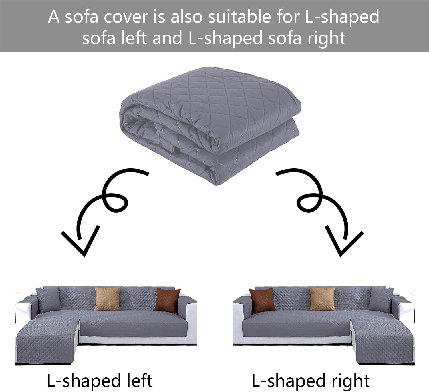 Double Side L Shape Couch Cover Sectional Sofa Covers Set Chaise Couch Cover Slip Covers for Sofas Couches Sectional Furniture Protector Cover (Large,Light Grey)