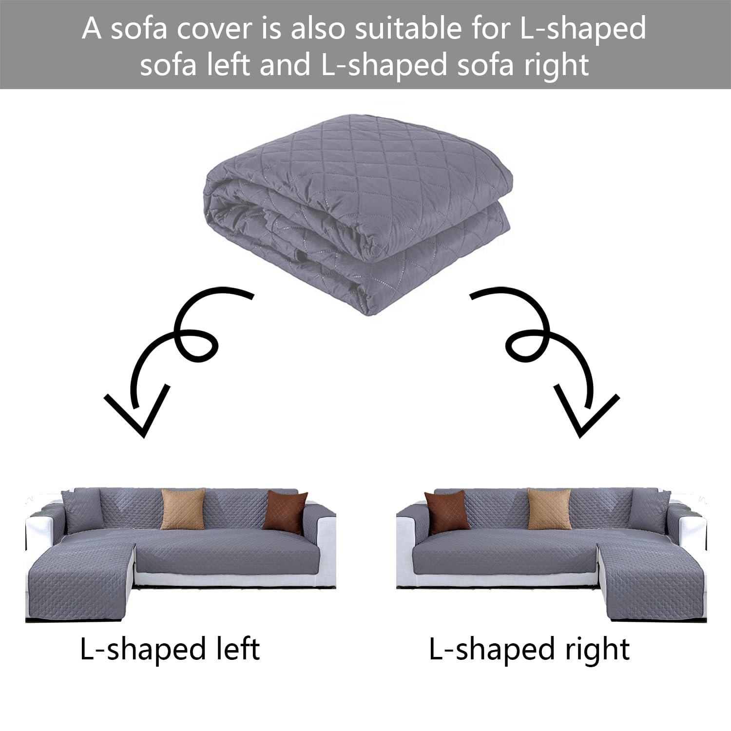 Double Side L Shape Couch Cover Sectional Sofa Covers Set Chaise Couch Cover Slip Covers for Sofas Couches Sectional Furniture Protector Cover (Large,Light Grey)