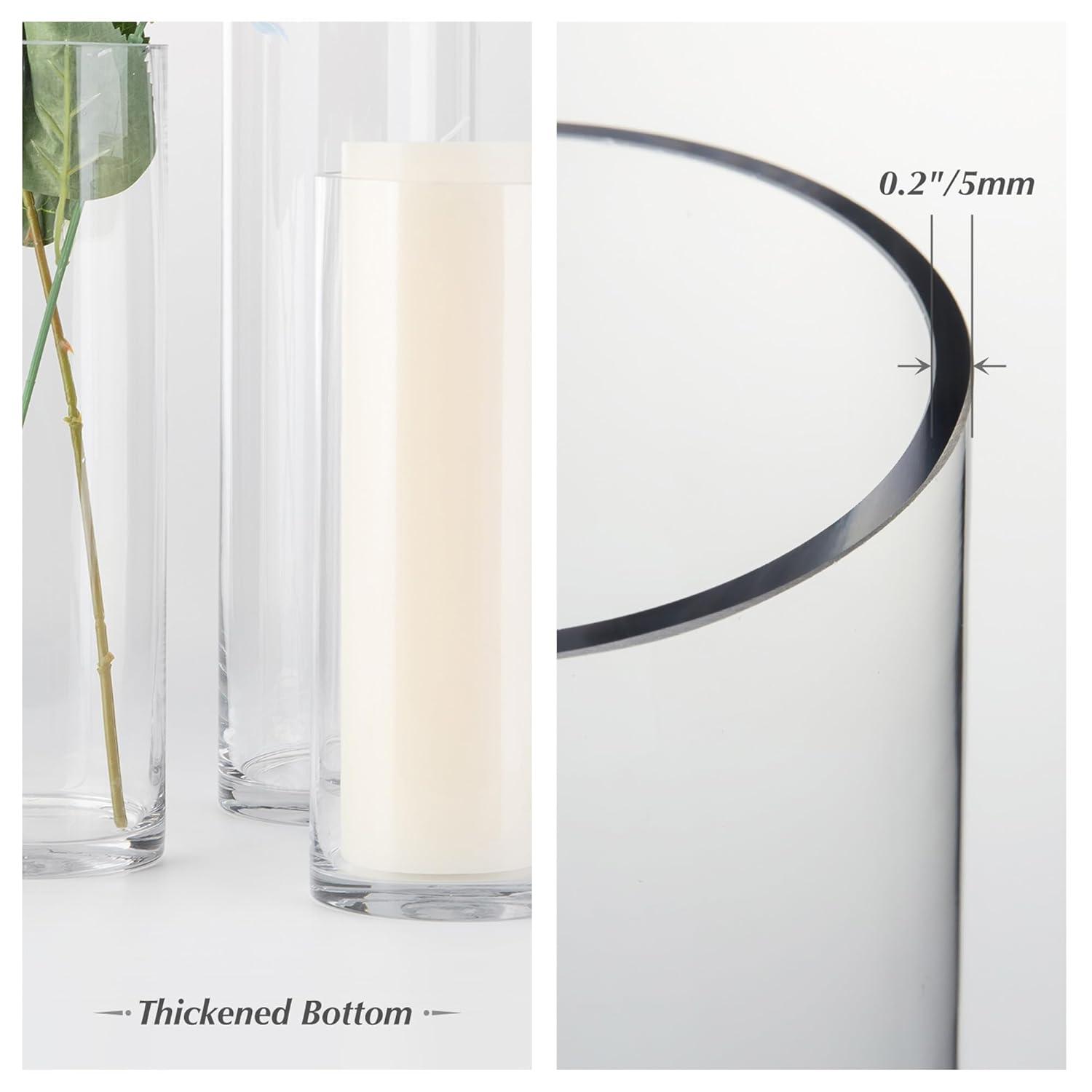 WGV International 4" Wide Clear Cylinder Glass Vase, Candle Holder, Home Accent, 1 Piece 14-inches H
