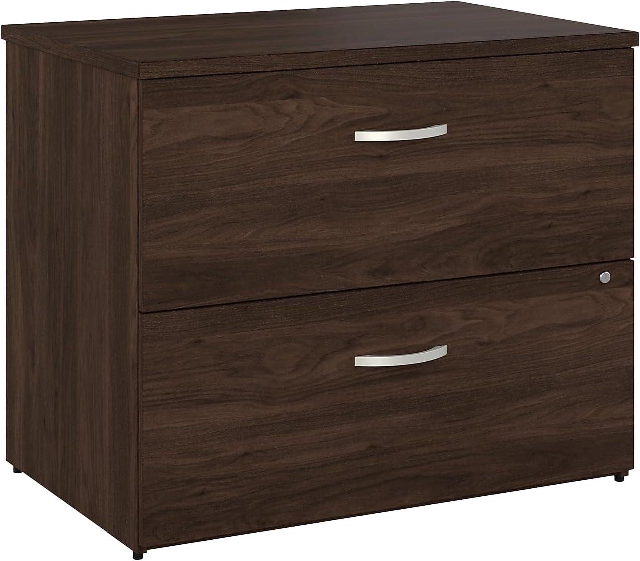 Black Walnut 36'' Wide 2-Drawer Lockable Lateral File Cabinet