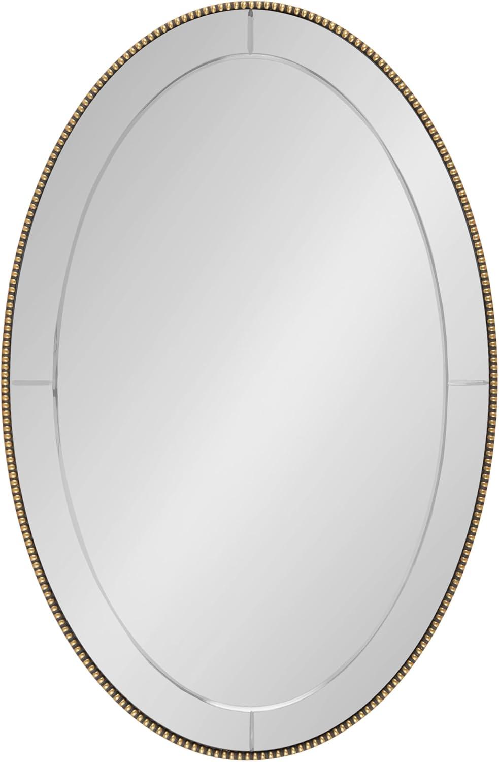 Kate & Laurel All Things Decor 24"x36" Gwendolyn Beaded Oval Wall Mirror Gold