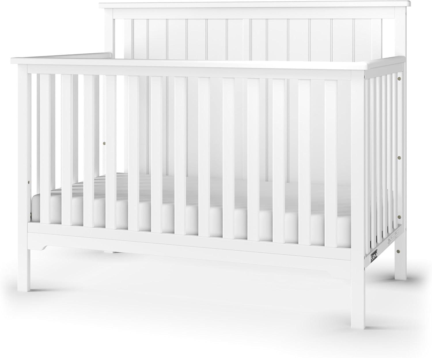 Child Craft Cottage Flat Top Crib, Dresser and Topper Nursery Set, 3-Piece, Includes 4-in-1 Convertible Crib, Dresser and Topper, Grows with Your Baby (Matte White)