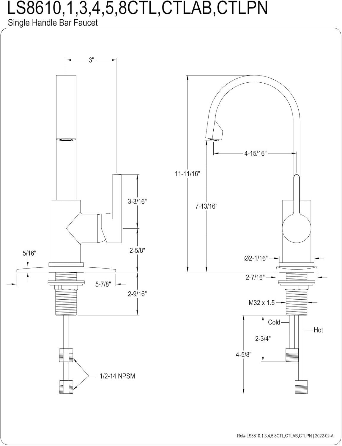 Matte Black Single-Handle Bar Faucet with High Spout