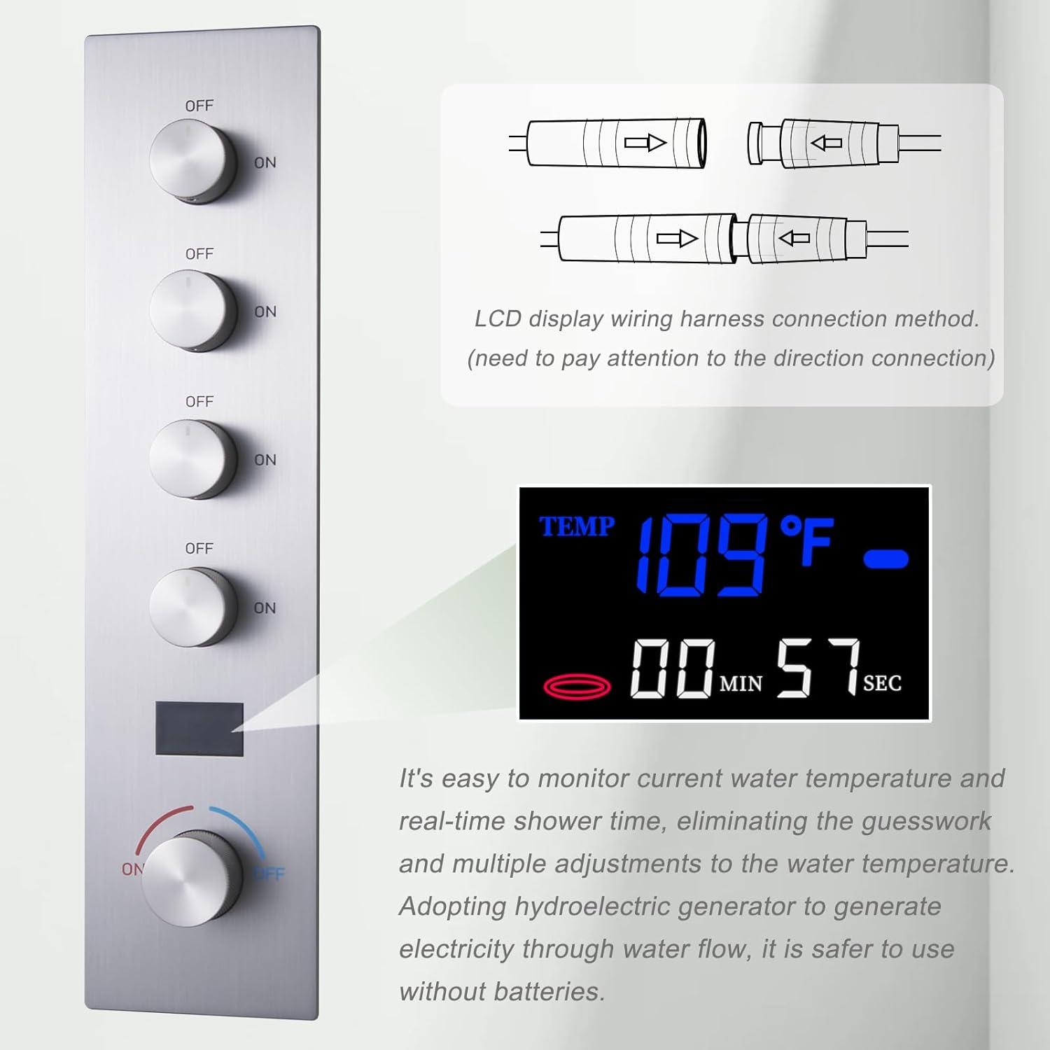Herathena 3 Functions Ceiling Mounted Luxury Shower System with 6 Body Jets (Rough-in Valve Included)