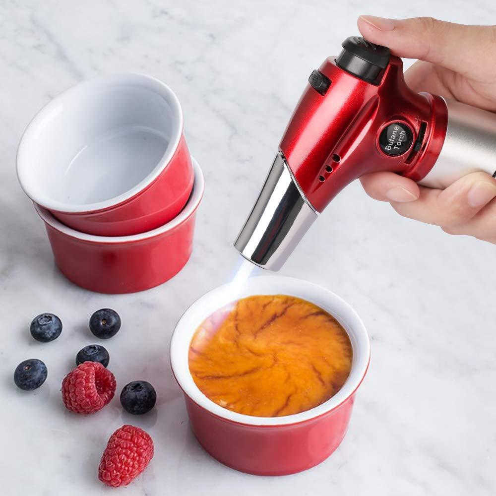 Butane Torch, Kollea Kitchen Blow Torch Refillable Cooking Torch Lighter, Mini Creme Brulee Torch with Safety Lock & Adjustable Flame for Desserts, BBQ, Soldering (Butane Gas Not Included)