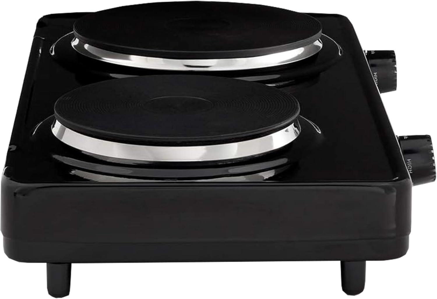 Tayama  Dual Burner Diecast Hot Plate with Temperature Controls, Black