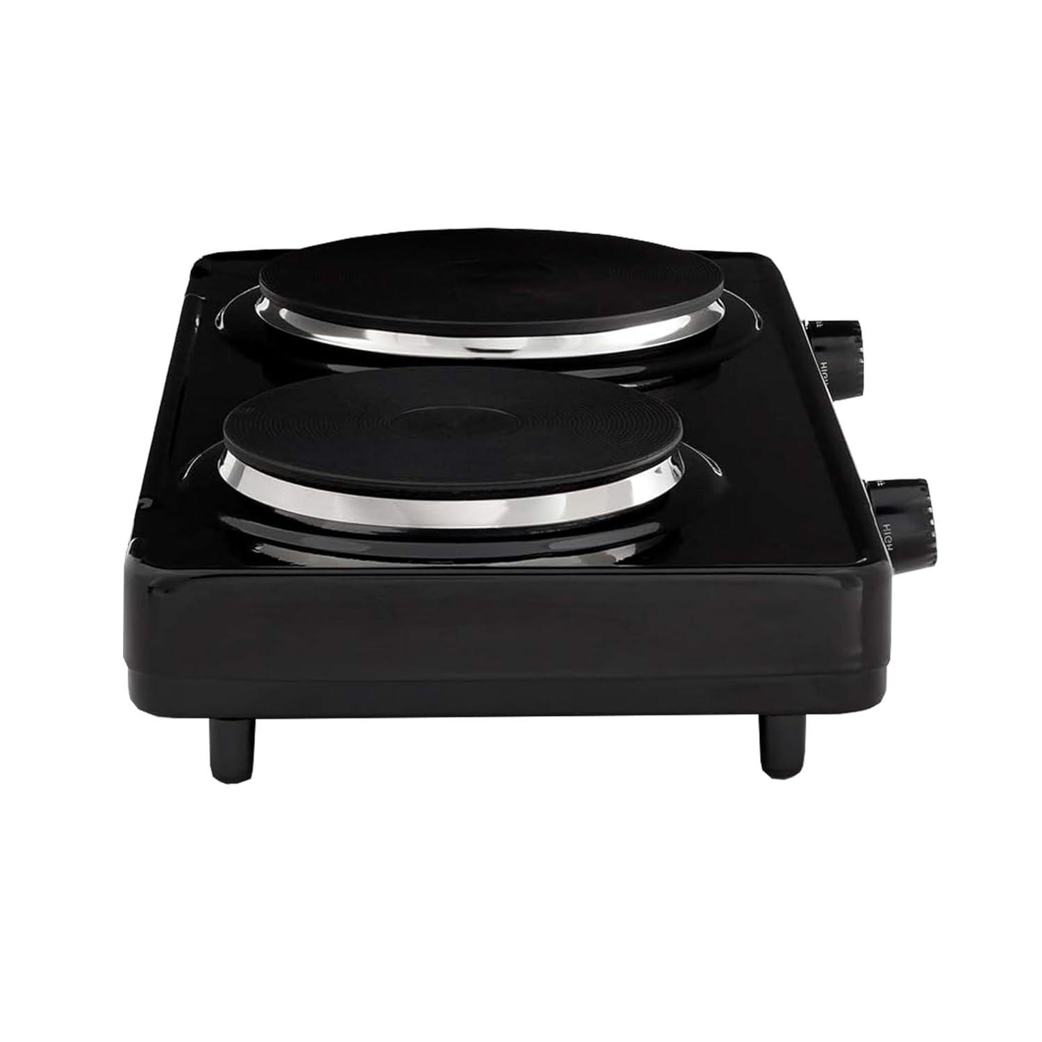 Tayama  Dual Burner Diecast Hot Plate with Temperature Controls, Black