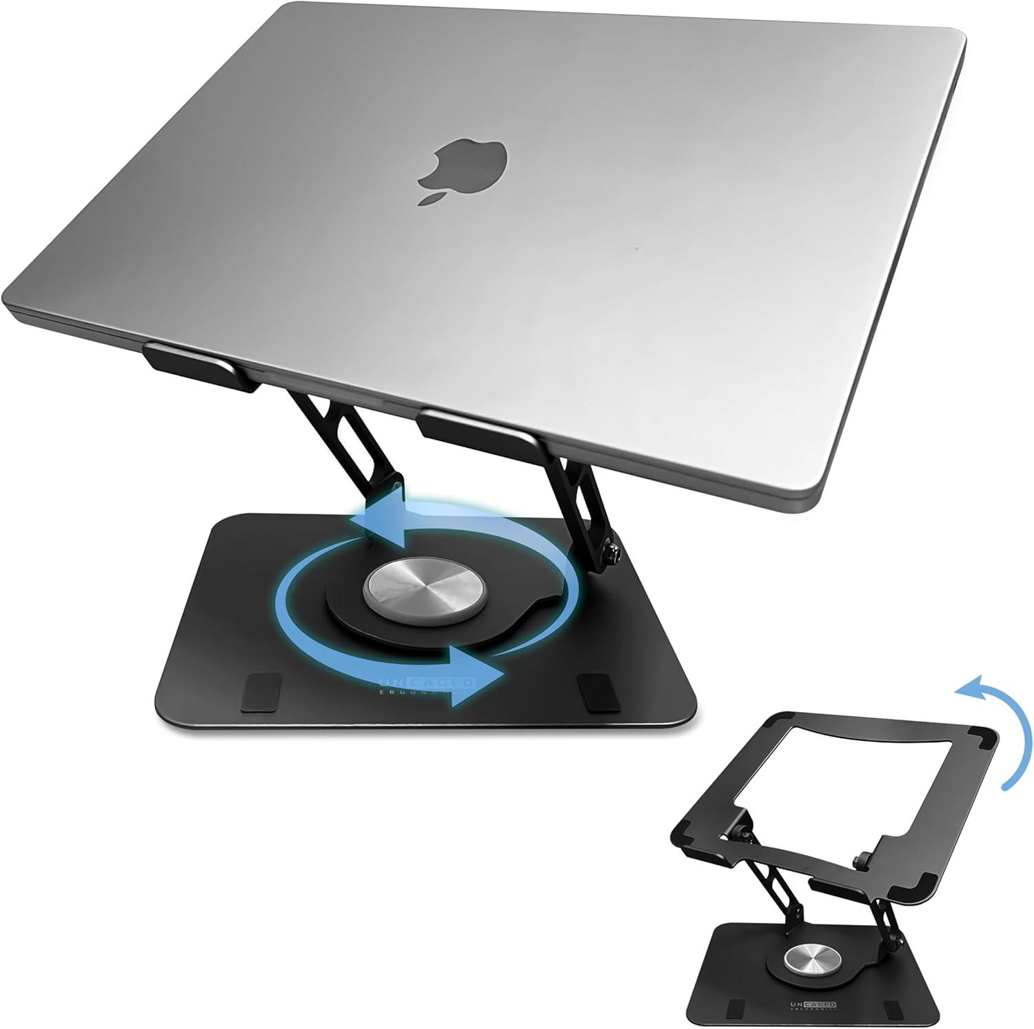 Uncaged Ergonomics 10.2" x 10" Metal Swivel Laptop Stand 2.0 Black (SLS-Black)