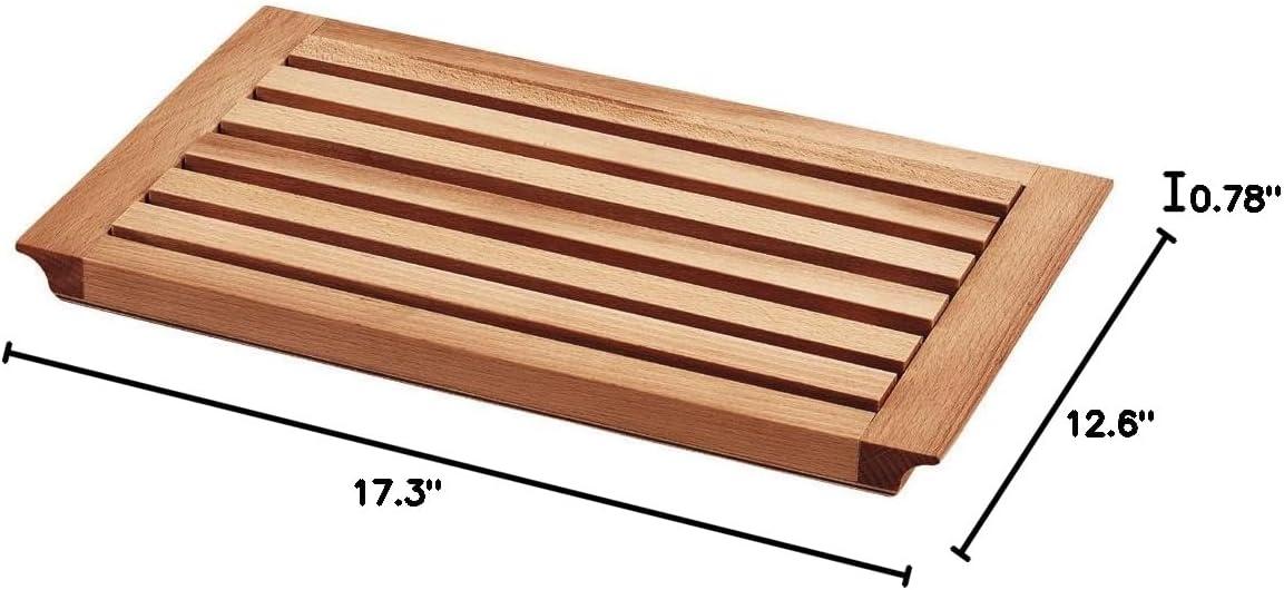 Beech Wood Rectangular Bread Cutting Board, 15 x 8.7", Brown