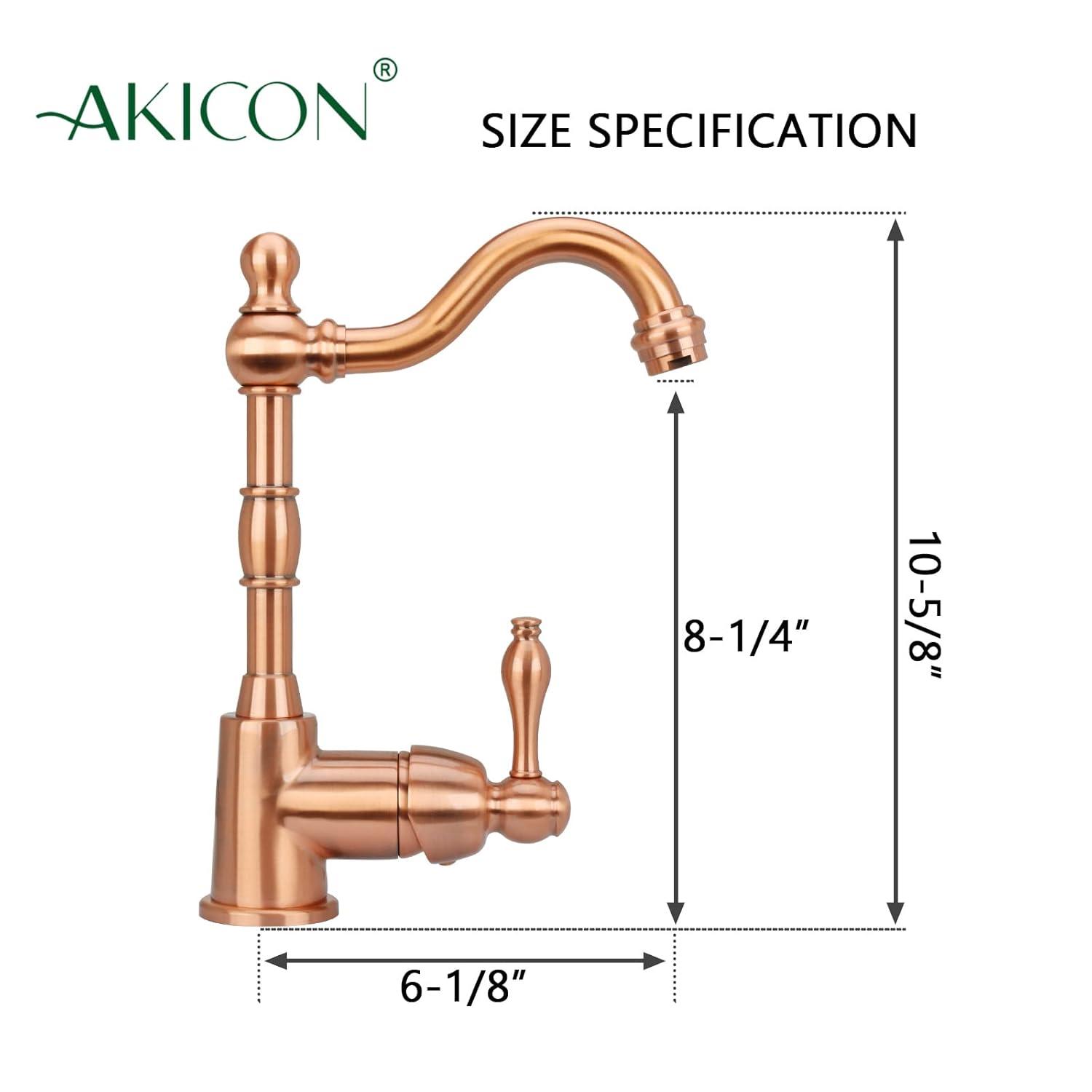 Akicon One-Handle Widespread Kitchen Bar Faucet (Copper)