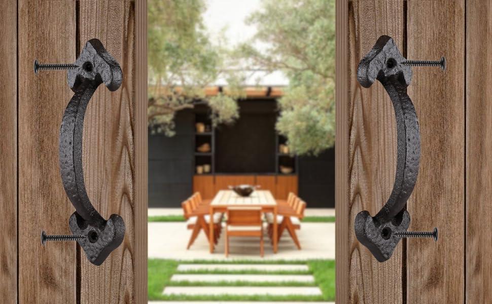 VivaLight 7 Inch Rustic Heart Design Gate Handle, Black Steel Door Pull with Screws, Decorative Hardware for Garden Shed, Garage, Fence, Cabinet, Pantry, Closet, and Interior Doors, Vintage