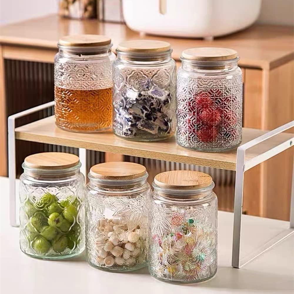 Glass Jar With Lid Vintage Suit Relief Large Capacity Home Kitchen Counter Pantry Sealing Tank