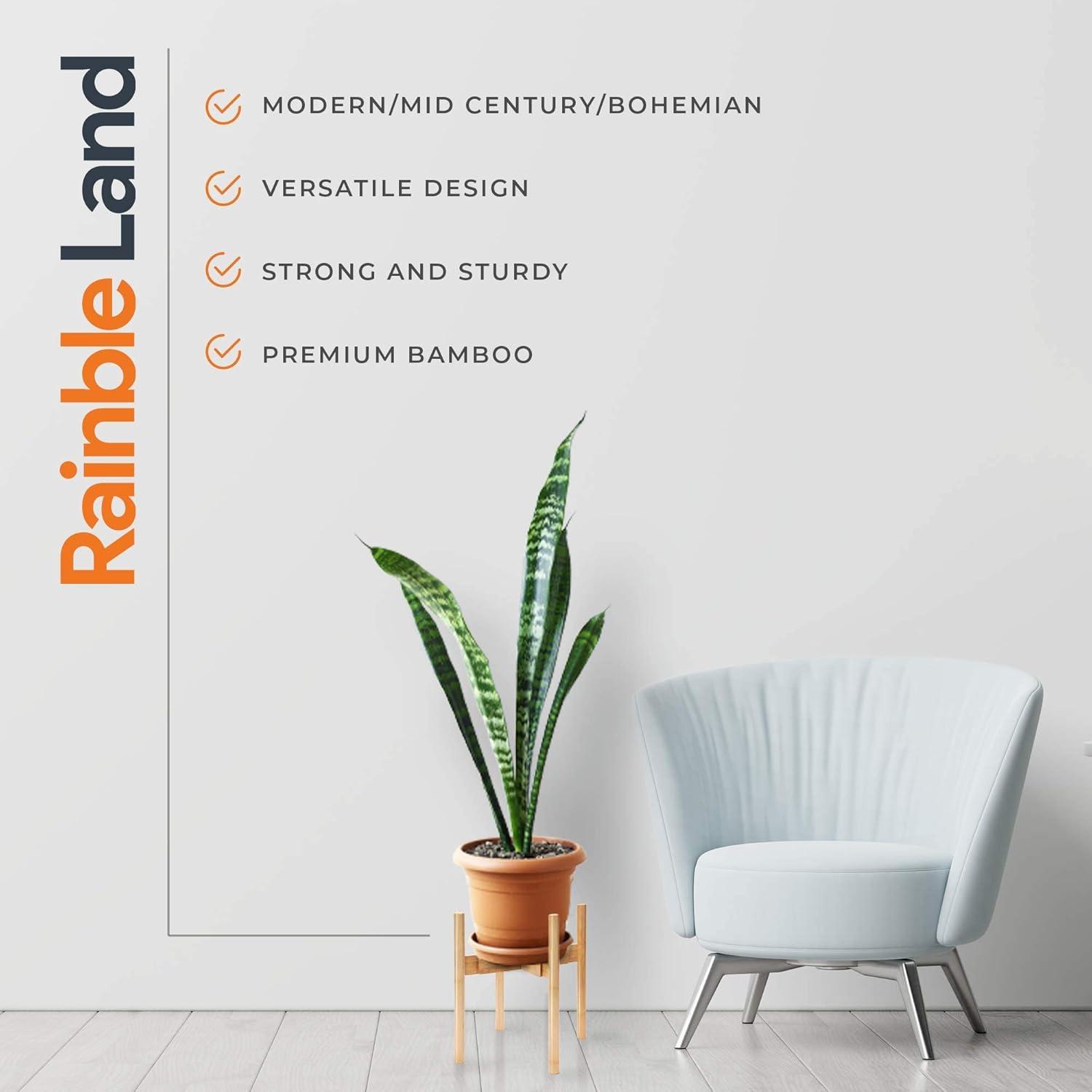 Indoor Plant Stand, Adjustable Wooden Tall Plant Stand, Indoor Planter Holder, Mid Century Modern Planter Outdoor Bamboo Holder, Fits 8 9 10 11 12 in Wide Basket, Expandable Pedestal Only