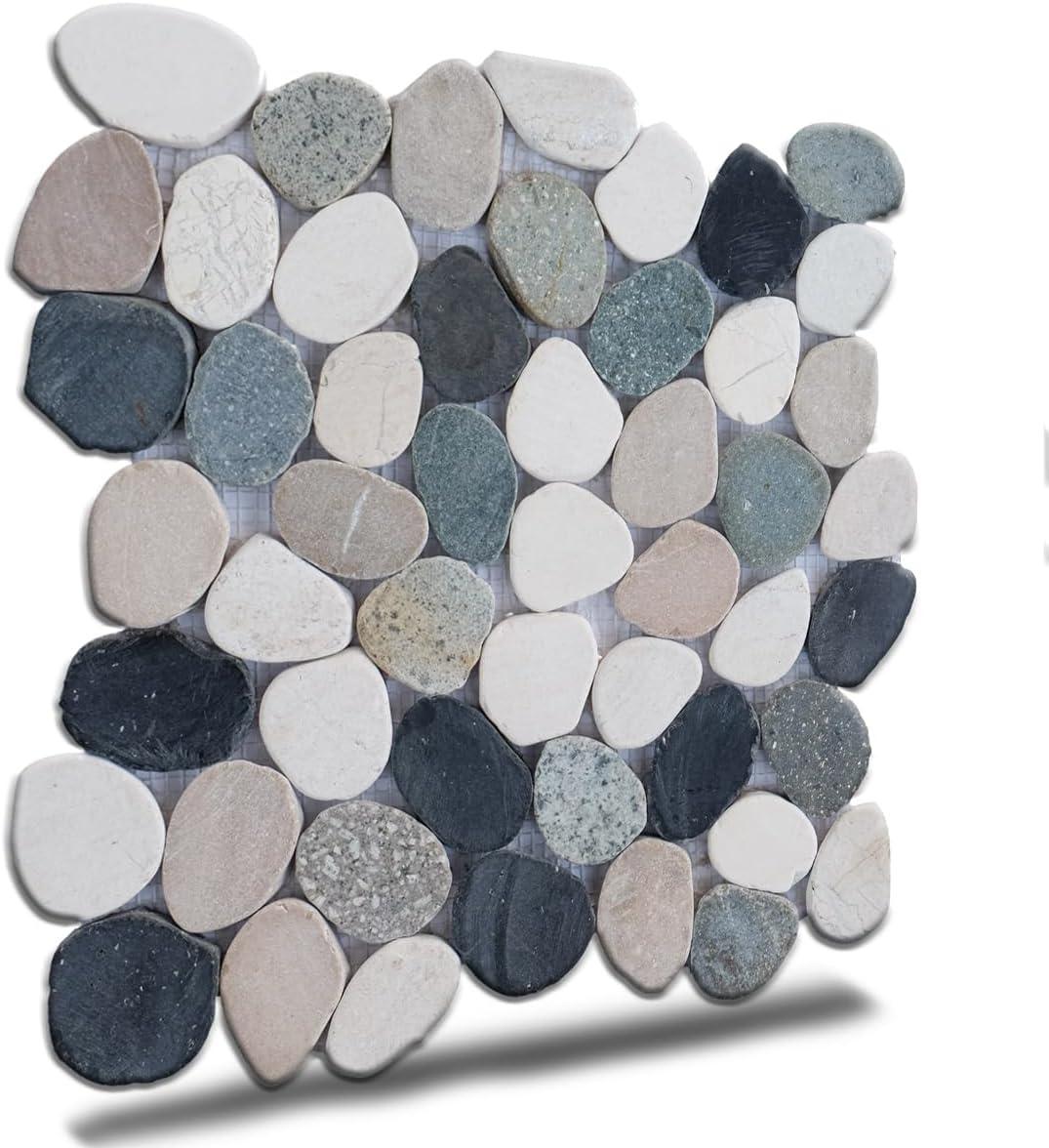 b.o.i Hawaii 12" x 12" Natural Stone Pebbles Mosaic Wall & Floor Tile